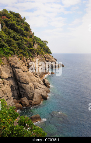 Europe Italie Italia Portofino falaises Mer Méditerranée Mer Ligure - Rocky Point Banque D'Images