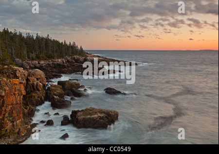 Vue de la côte sur la péninsule de Schoodic à Acadia National Park, Maine, USA Banque D'Images