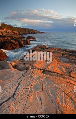 Côte Rocheuse vue sur la péninsule de Schoodic à Acadia National Park, Maine, USA Banque D'Images