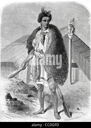 King & Maori Tawhiao (chef, je Matutaera) (1822-1894) chef de la tribus Waikato. 1860-96 régna. Gravure 1865 Banque D'Images