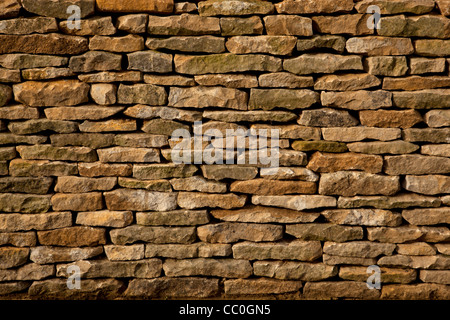 Mur en pierre sèche anglais Cotswold background Banque D'Images