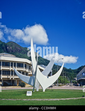 Rond-point avec monument bicentenaire, Victoria, île de Mahé, Seychelles Afrique de l'est Banque D'Images