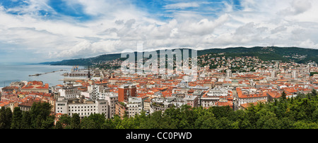 Vue panoramique sur le port et la ville de Trieste, Frioul-Vénétie Julienne, Italie, Europe Banque D'Images