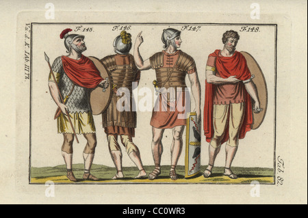 Soldats romains dans différents types d'armures et battledress. Banque D'Images