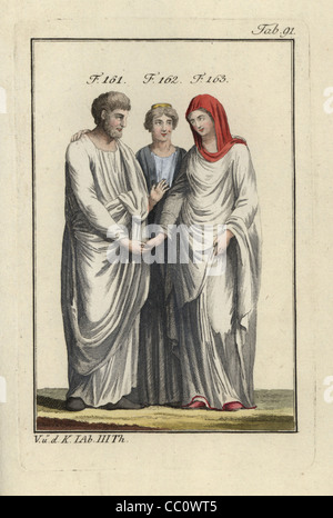 Roman mariée et le marié avec la déesse Junon. Banque D'Images
