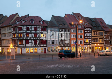 Maisons à colombages sur la place Domplatz, Erfurt, Thuringe, Allemagne, Europe Banque D'Images
