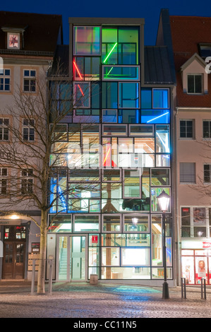 Façade de l'hologramme nouveau Jena centre d'information dans la vieille ville, de stockage par l'architecte Ruairi O'Brien, Jena Banque D'Images