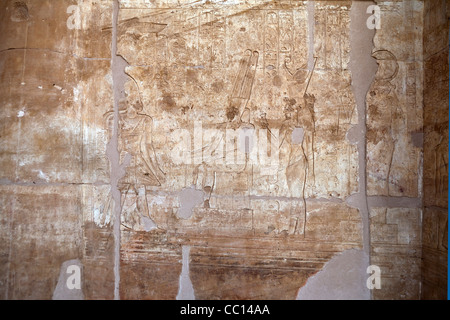 Reliefs dans l'Hibis Temple, l'ancienne capitale de Kharga Oasis, Désert occidental de l'Égypte Banque D'Images