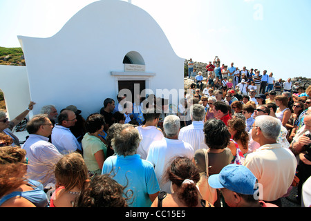 Grèce îles Cyclades sikinos l'inauguration de l'église de la panaghia pantochara Banque D'Images