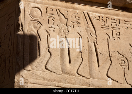 Close up des franchises à l'Hibis Temple, l'ancienne capitale de Kharga Oasis, Désert occidental de l'Égypte Banque D'Images