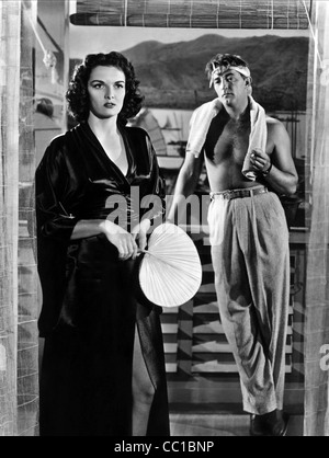 JANE RUSSELL, Robert Mitchum, MACAO, 1942 Banque D'Images