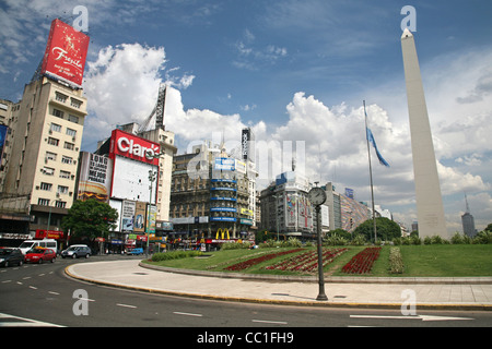 Plaza de la República et l'obélisque de Buenos Aires, Argentine Banque D'Images