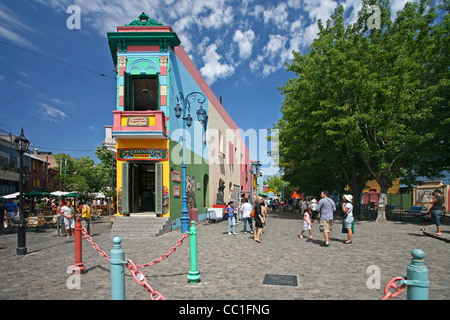 Le Caminito tango de lore dans le barrio de La Boca, Buenos Aires, Argentine Banque D'Images