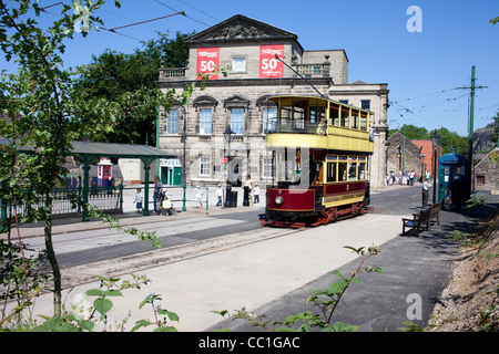 Tramway Museum National dans le Peak District village de Crich Banque D'Images