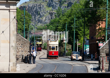 Tramway Museum National dans le Peak District village de Crich Banque D'Images