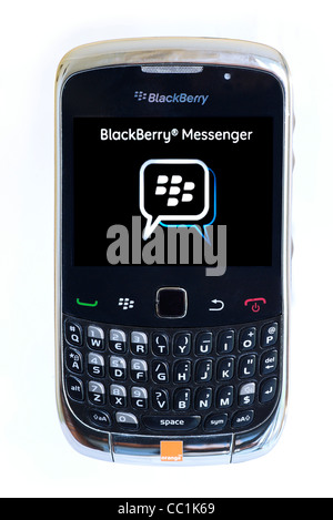 Smartphone Blackberry Curve Blackberry Messenger écran montrant Banque D'Images