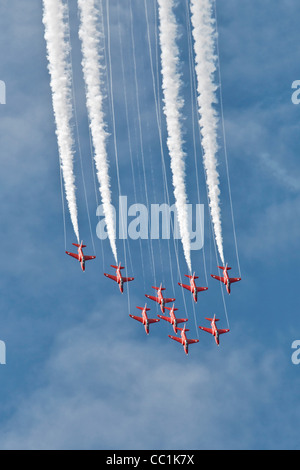 Hawk de BAE SYSTEMS T1 des avions d'entraînement de la RAF, des flèches rouges aerobatic team Banque D'Images