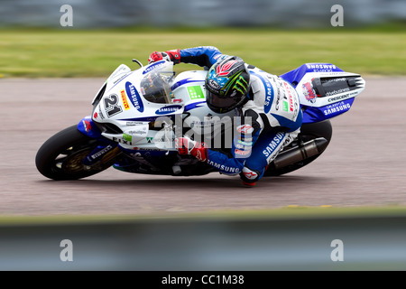 British Superbike rider américain John Hopkins équitation une Suzuki GSX-R1000 KS. Banque D'Images