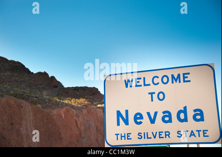 Bienvenue à l'État du Nevada Silver signe Banque D'Images