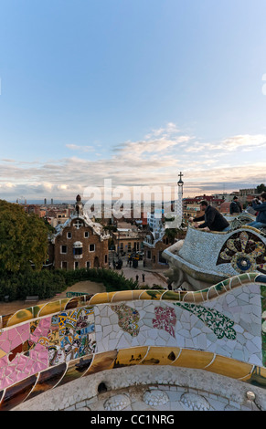 Architecture de Gaudi, le Parc Guell, UNESCO World Heritage Site, Barcelona, Catalunya (Catalogne) (Catalogne), en Espagne, en Europe Banque D'Images
