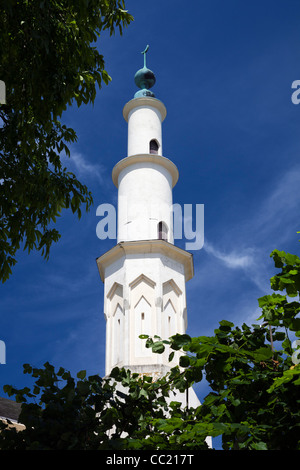 Minaret de la grande mosquée de Bruxelles en Cinquantenaire ou Jubilee Park Banque D'Images