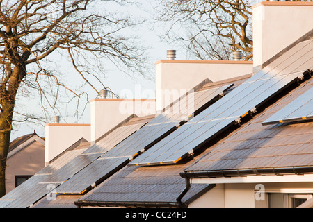 Maisons Passivhaus à Sunderland qui sont extrêmement efficace thermiquement et neutre en carbone. Banque D'Images