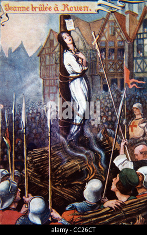 Sainte Jeanne d'Arc (1412-31) d'être brûlé sur le Bûcher à Rouen (1431), France. Saint Patron de la France. Banque D'Images