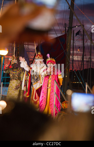 Trois Rois arrivant le 5 janvier Los Reyes street parade célébration fiesta Mallorca Majorque Espagne Banque D'Images