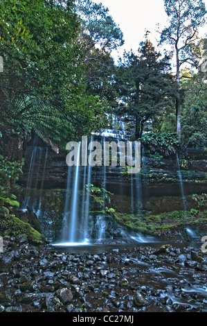 Russell Falls - terre des géants de camping, Tasmanie Banque D'Images