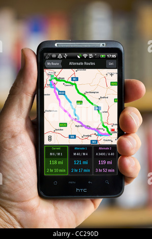 Navigation par satellite CoPilot Live sur un HTC Desire HD smartphone Android Banque D'Images