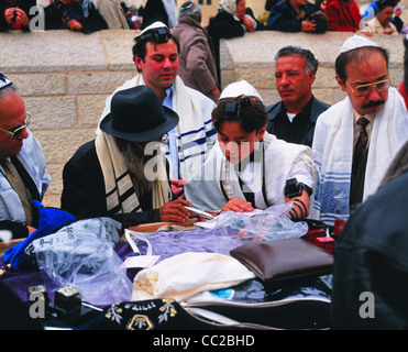 Bar-mitsva, Mur occidental, Jérusalem, Israël, Banque D'Images