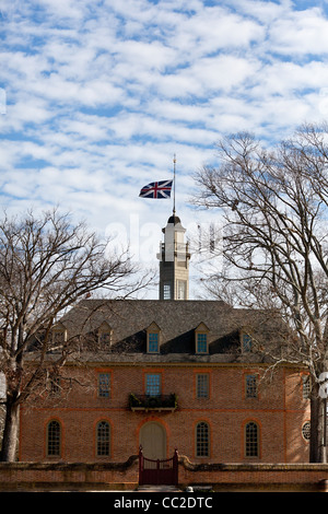 Capitol à Colonial Williamsburg en Virginie à Noël décoré pour la saison Banque D'Images