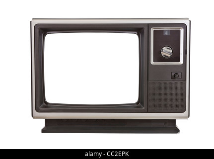 Vintage TV depuis les années 70, isolé sur blanc. Banque D'Images