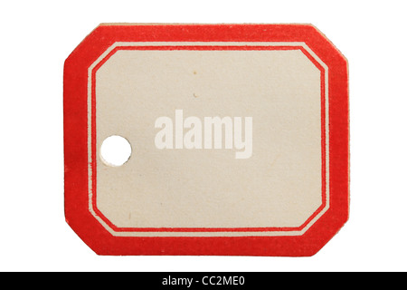 Vintage red et white label tag isolé sur fond blanc Banque D'Images