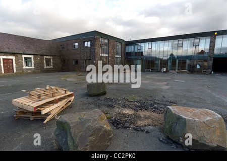 Laura Ashley bâtiments abandonnés en usine à l'original. Carno accueil de l'entreprise, pays de Galles Banque D'Images