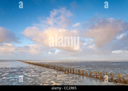 Un coucher de soleil sur la mer des Wadden Banque D'Images