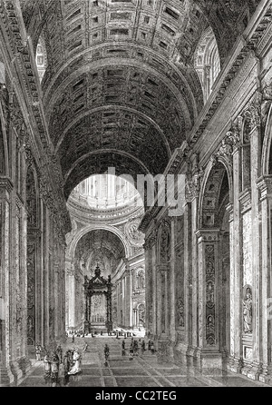 Intérieur de la Basilique Saint-Pierre, Vatican, Rome, Italie à la fin du xixe siècle. Banque D'Images