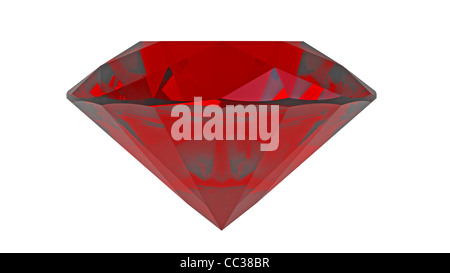 Gemme diamant rubis rouge isolated on white Banque D'Images