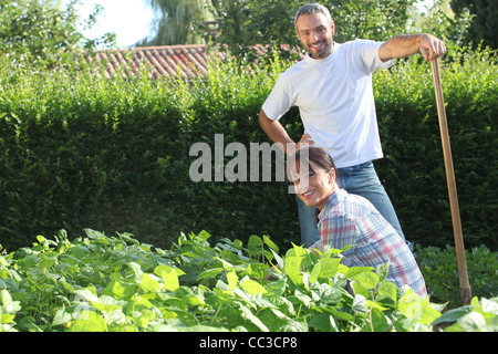 Un beau couple, le jardinage. Banque D'Images