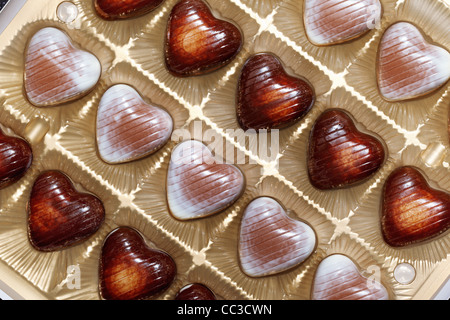 Boîte de chocolat en forme de coeur close-up Banque D'Images