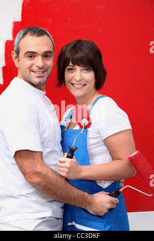 Peindre une chambre couple rouge lumineux Banque D'Images