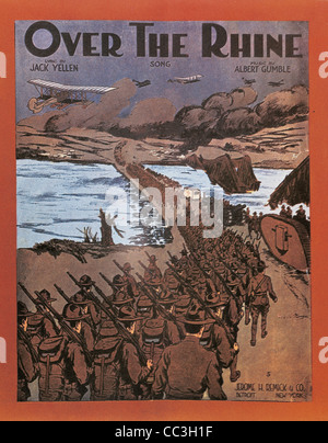 États-unis d'Amérique - Première Guerre mondiale - "Le Rhin" - affiche représentant l'intervention AAmerican avec la Guerre Populaire Banque D'Images