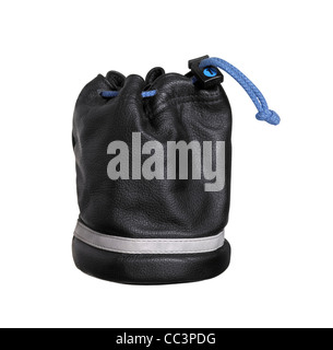 La photographie de studio d'un sac en cuir noir vertical isolé sur blanc, with clipping path Banque D'Images