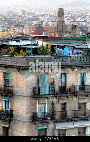 Vue de la ville de Montjuïc, Barcelone, Catalogne, Espagne Banque D'Images