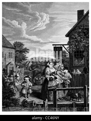 Moments de la journée, soir, à partir de la photo d'origine par Hogarth de l'Œuvre de Hogarth London 1833 publié Banque D'Images