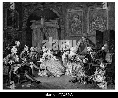 Un mariage la Mode Toilette scène de la photo d'origine par Hogarth de l'Œuvre de Hogarth London 1833 publié Banque D'Images