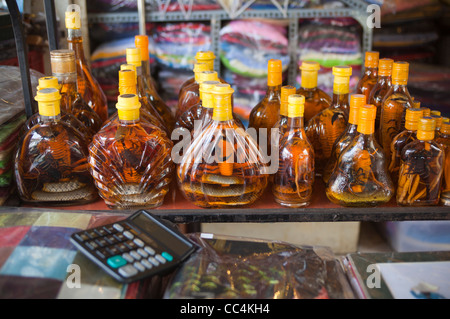 Les Serpents et l'alcool de Scorpion en vente marché Ben Thanh Ho Chi Minh City saigon Banque D'Images