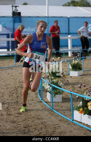 Freyja Prentice au womens pentathlon moderne à Greenwich Park dans le cadre de la série pour 2012 Londres prépare Banque D'Images