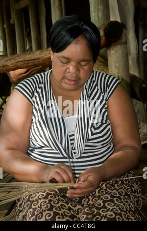 Afrique Botswana Tuba Tree-Native femme panier tissage Banque D'Images