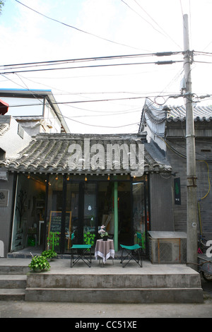 Bar à café, Fangjia Hutong, Beijing, Chine Banque D'Images